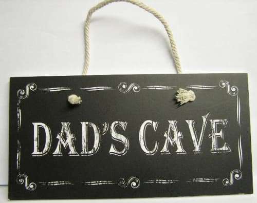 Perspex sign plaque Garage Man Cave Hobby room Office "Dad's Cave" 23 x 11,5 cm