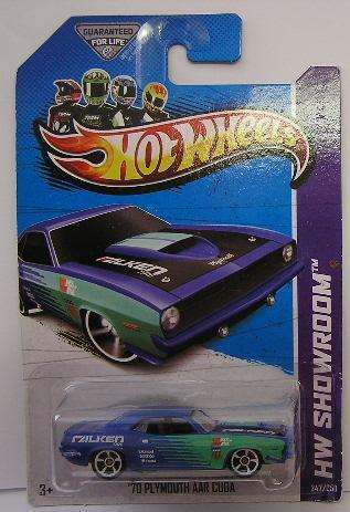 Hotwheels Hot Wheels Diecast Model Car 2013 247 / 250 Plymouth AAR Cuda 1970 "Falken" 1/64 scale new