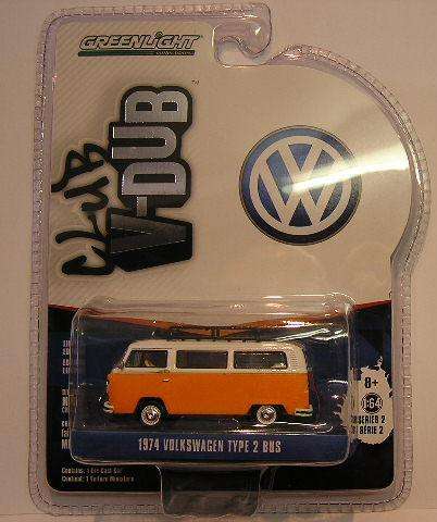 Greenlight Diecast Model Car VDub Series VW Volkswagen Kombi T2 T 2 Bus 1974 1/64 scale new in pack