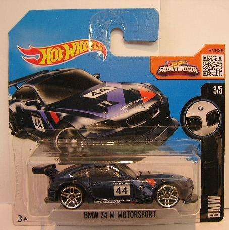 Hotwheels Hot Wheels Diecast Model Car 2016 188 / 250 BMW Z4 Z 4 M Motorsport No 44 1/64 scale new