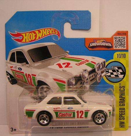 Hotwheels Hot Wheels Diecast Model Car 2016 185 / 250 Ford Escort RS 1600 1970 "Castrol" 1/64 scale
