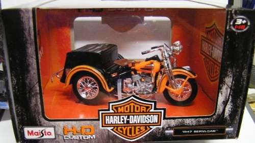 Maisto Diecast Model Motorcycle Bike Harley Davidson Servi-Car Trike 1947 1/18 scale new in pack