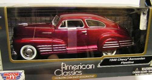 Motormax Diecast Model Car Chevy Chevrolet Aerosedan Fleetline 1948 1/24 scale new in pack