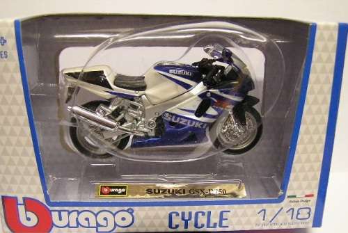 Burago Diecast Model Motorcycle Bike Suzuki GSX R 750 R750 1/18 scale new in pack