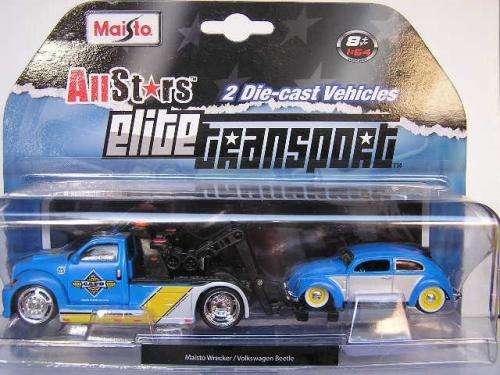 Maisto Diecast Model Car Elite Transport Wrecker Towtruck + VW Volkswagen Beetle 1/64 scale new