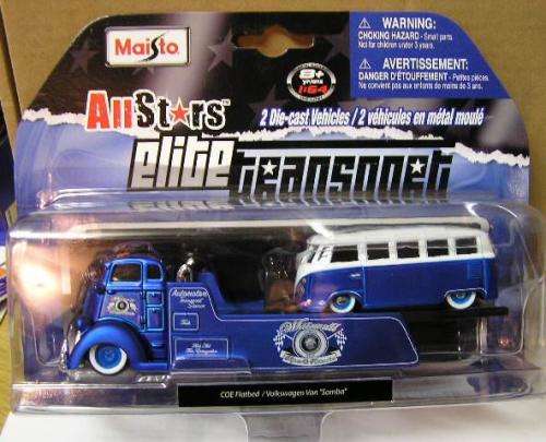 Maisto Diecast Model Car Elite Transport COE Flatbed Recovery Truck + VW Volkswagen Kombi Samba 1/64