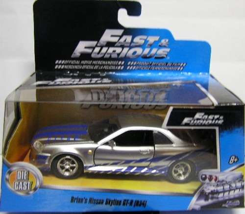 JADA Diecast Model Car Nissan GT-R GTR R34 R 34 Brian Fast & Furious Movie Film TV 1/32 scale new