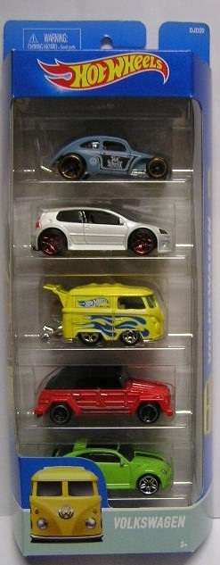 Hotwheels Hot Wheels Diecast Model Car 5 pk Set VW Volkswagen Beetle Golf Kombi Thing Kubelwagen