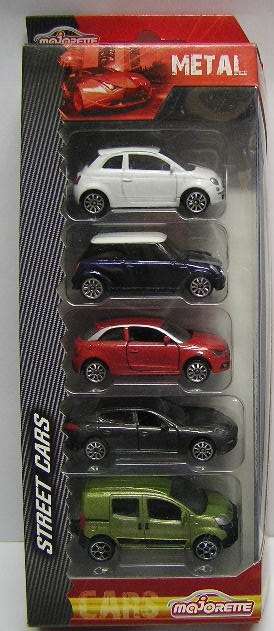 Majorette Diecast Model Car 5 pk Set Fiat Mini Audi Porsche Peugeot 1/64 scale new in pack