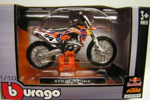 Burago Diecast Model Motorcycle Bike KTM 450 SX F 2014 Motocross "Red Bull" 1/18 scale new in pack