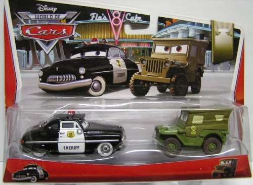 Mattel Disney Pixar Movie Film Cars 2 Diecast Model Car WGP Series 2 pk Sheriff & Sarge Jeep 1/55 sc