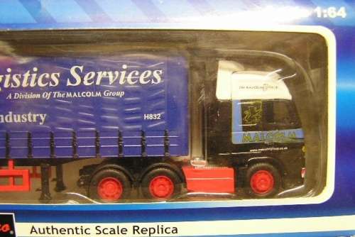 Saico Diecast Model Truck & Trailer "Malcolm Logistics" Volvo Curtainside 1/64 scale new in pack