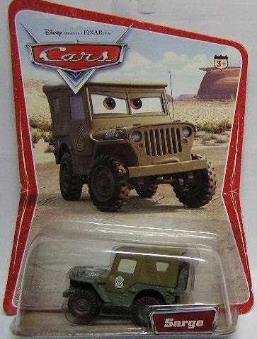 Disney Mattel Pixar Diecast Model Car Cars Movie Original Sarge Jeep Military 1/55 scale new in pack