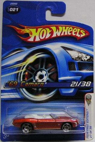 Hotwheels Hot Wheels Diecast Model Car First Ed 2006 No 21 Chevy Chevrolet Camaro Conv 1969 1/64 sca