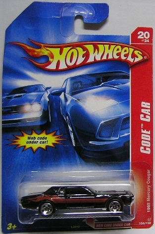 Hotwheels Hot Wheels Diecast Model Car 2007 104 / 180 Mercury Cougar 1968 Code Car 1/64 scale new