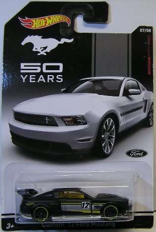 Hotwheels Hot Wheels Diecast Model Car Ford Mustang Custom 2012 50th Anniv 1/64 scale new in pack