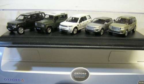 Oxford Diecast Model Car SET44 5 pk Land Rover Discovery Defender 90 Freelander Evoque Range Rover