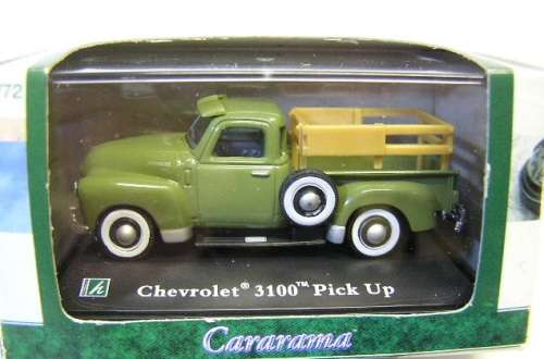 Cararama Hongwell Diecast Model Car Chevy Chevrolet 3100 Pickup Bakkie + railing 1/72 OO railway sca