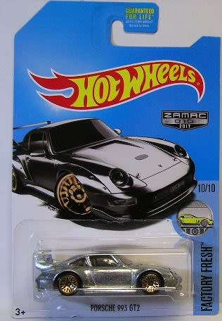 Hotwheels Hot Wheels Diecast Model Car ZAMAC 2017 Porsche 993 GT2 GT 2 1/64 scale new in pack
