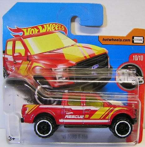Hotwheels Hot Wheels Diecast Model Car 2017 185 / 365 Ford F 150 F150 Pickup 2015 "Rescue" 1/64 scal