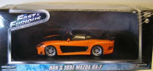 Greenlight Diecast Model Car Movie Film TV Fast and Furious Mazda RX7 RX 7 1997 Han 1/43 scale new