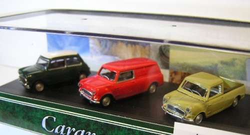 Cararama Hongwell Diecast Model Car Set 3 pack Mini Cooper + Van + Pickup 1/72 OO railway scale new