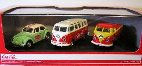 Motor City Diecast Model Car Set 458385 VW Volkswagen Beetle Kombi "Coca Cola" 1/72 OO railscale new