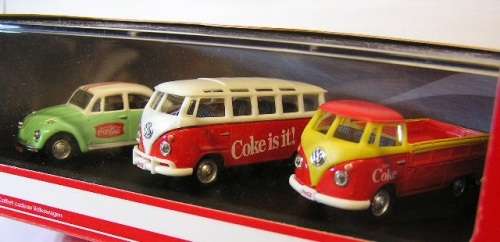Motor City Diecast Model Car Set 458385 VW Volkswagen Beetle Kombi "Coca Cola" 1/72 OO railscale new
