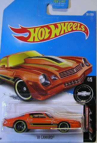 Hotwheels Hot Wheels Diecast Model Car 2017 361 / 365 Chevy Chevrolet Camaro 1981 50th Anniv 1/64 sc