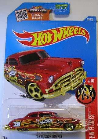 Hotwheels Hot Wheels Diecast Model Car 2016 97 / 250 Hudson Hornet No 28 Flames 1/64 scale new in pa