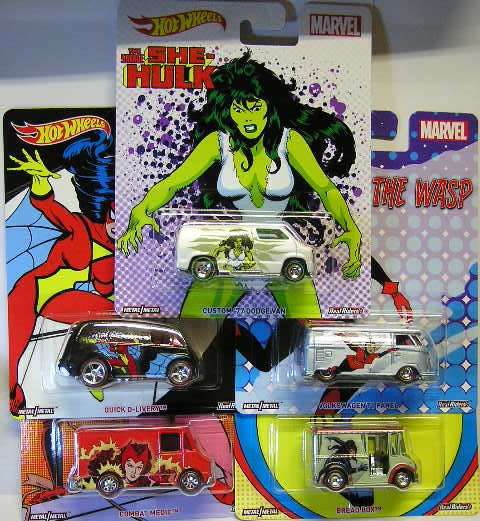 Hotwheels Hot Wheels Diecast Model Car Pop Culture Marvel 5 pce set VW Kombi Dodge Bread Box Combat
