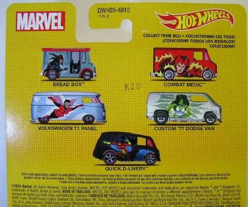 Hotwheels Hot Wheels Diecast Model Car Pop Culture Marvel 5 pce set VW Kombi Dodge Bread Box Combat
