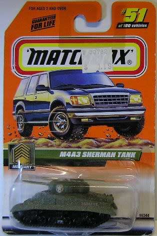 Matchbox Diecast Model 2000 51 / 100 M4A3 M 4 A 3 Sherman Tank Military new in pack