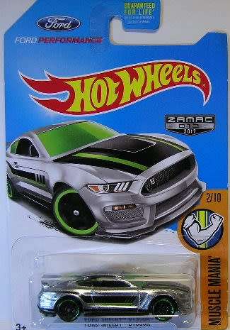 Hotwheels Hot Wheels Diecast Model Car ZAMAC 2017 No 12 Ford Mustang Shelby GT 350R Muscle 1/64 scal
