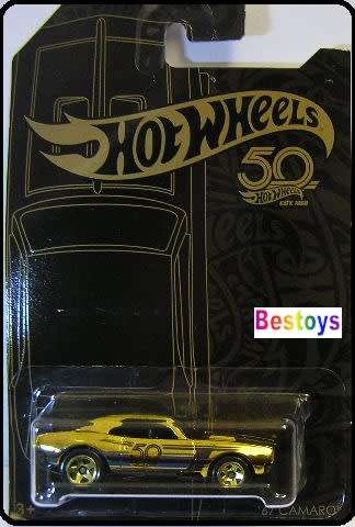 Hotwheels Hot Wheels Diecast Model Car 50th Anniv Exclusive Gold Chevy Chevrolet Camaro 1969 1/64 sc