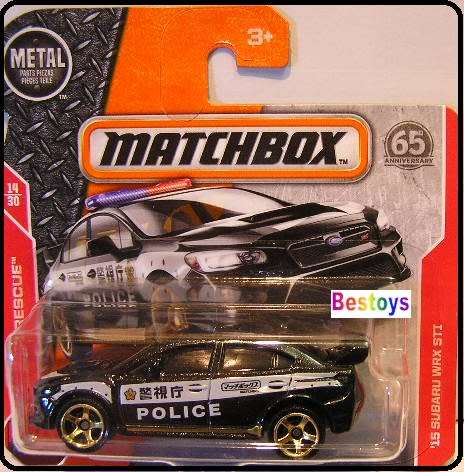Matchbox Diecast Model Car 65th Anniv 2018 67 / 125 Subaru WRX STi 2015 "Police" Rescue 1/64 scale