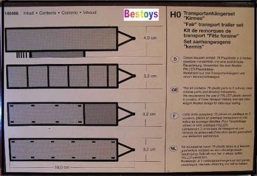 Faller Model Kit 140466 4 piece Transport Trailer Set 1/87 HO railway scale new in pack