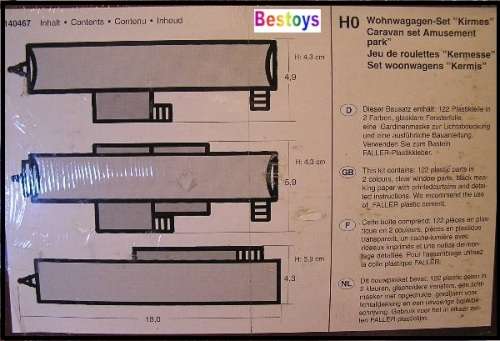 Faller Model Kit 140467 3 piece Caravan Trailer Set 1/87 HO railway scale new in pack