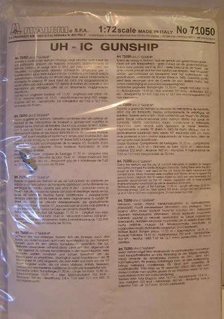 Italeri Model Kit 71050 Huey UH 1C 1 C Gunship Helicopter Chopper 1/72 OO railway scale new in pack