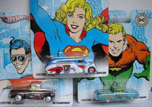 Hotwheels Hot Wheels Diecast Model Car Set DC Comics Superman Supergirl Ford Dodge Cadillac 1/64 sca