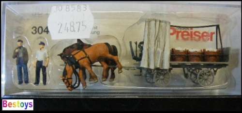 Preiser Model 30449 Horse drawn Platform Wagon + vegetable load 1/87 HO railway scale new in pack