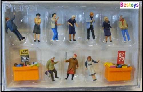 Preiser Model 10647 Sales shopping at the bargain bins figures 1/87 HO railway scale new in pack