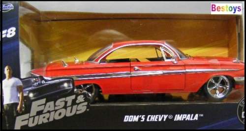 JADA Diecast Model Car Movie Film TV Fast & Furious 8 F8 F 8 Chevy Chevrolet Impala Dom 1/24 scale