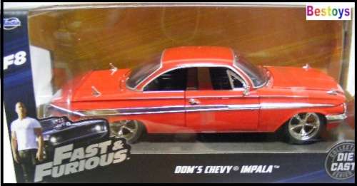 JADA Diecast Model Car Movie Film TV Fast & Furious 8 F8 F 8 Chevy Chevrolet Impala Dom 1/24 scale