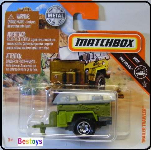 Matchbox Diecast Model 2018 94 / 125 Trailer Trawler Camping Trailer Offroad 1/64 scale new in pack