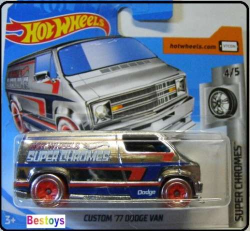 Hotwheels Hot Wheels Diecast Model Car 2019 23 / 250 Dodge Custom Van 1977 Super Chromes new in pack