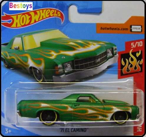 Hotwheels Hot Wheels Diecast Model Car 2019 8 / 250 Chevy Chevrolet El Camino 1971 Flames 1/64 scale