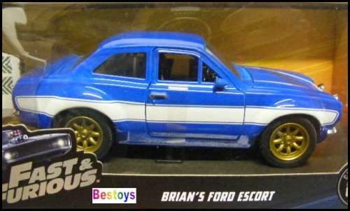 JADA Diecast Model Car Movie Film TV Fast & Furious Ford Escort 1974 Brian 1/24 scale new in pack