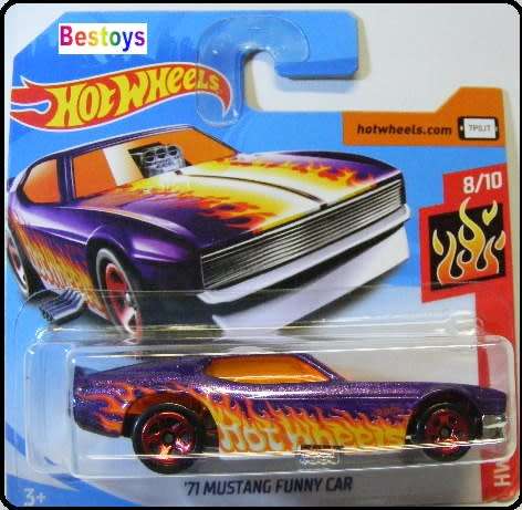 Hotwheels Hot Wheels Diecast Model Car 2019 57 / 250 Ford Mustang Funny Car 1971 Flames 1/64 scale
