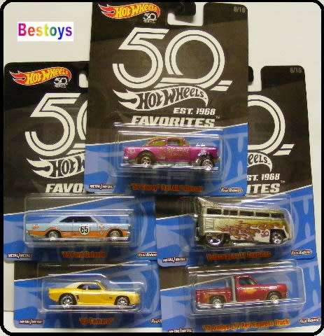 Hotwheels Hot Wheels Diecast Model Car 50th Anniv VW Drag Bus Ford Galaxie Chevy Dodge 1/64 scale